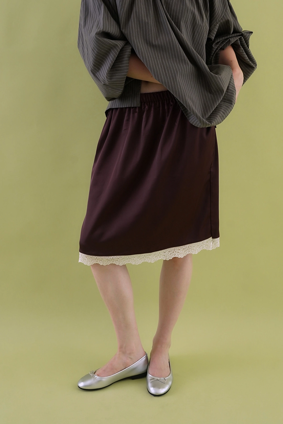 위드아웃썸머 Slip satin midi skirt_purple 상품 이미지 1