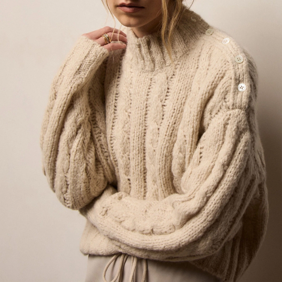 제임스펄스 Cashmere Silk Cable Knit Sweater - Biscotti 상품 이미지 2
