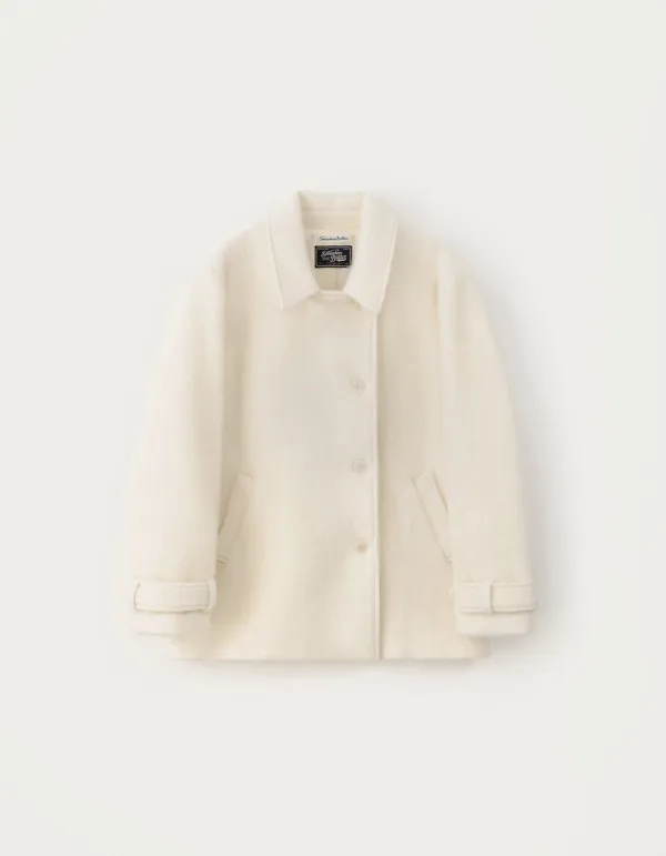 Hairy Wool Half Coat - Ivory