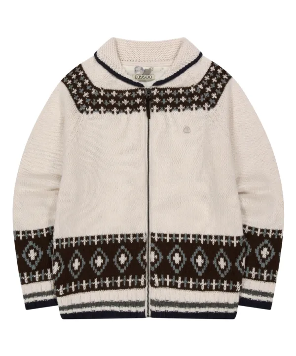 MOSSY COWICHAN KNIT JACKET IVORY