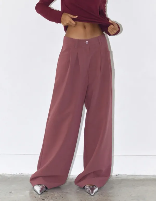 OVERSIZED TUCK PANTS, PINK