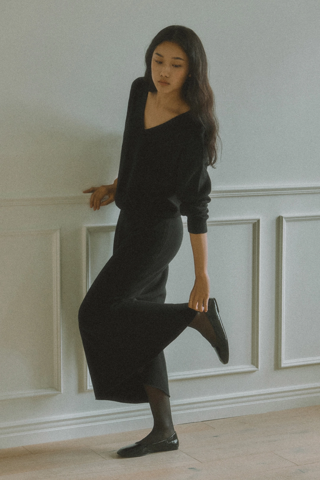 세이지먼트 HOPE CASHMERE KNIT SKIRT_BLACK 상품 이미지 2