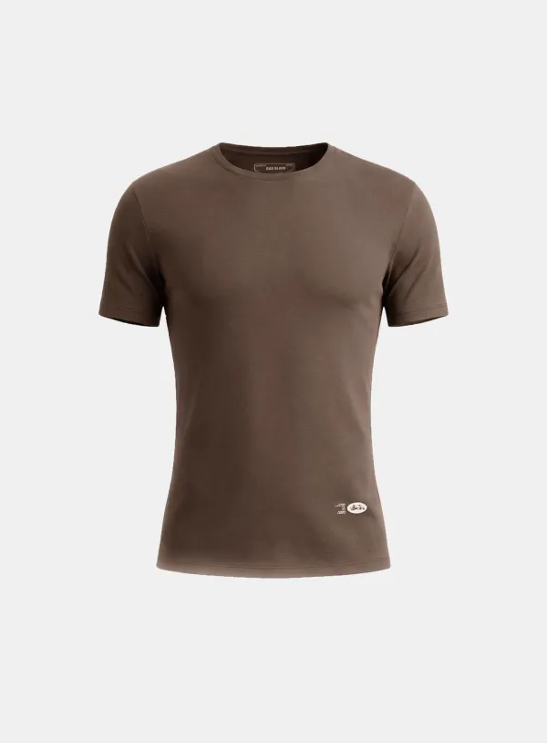 [w-tee26-054] BS Cotton Jersey Fitted Short Sleeve T-Shirt - Brown
