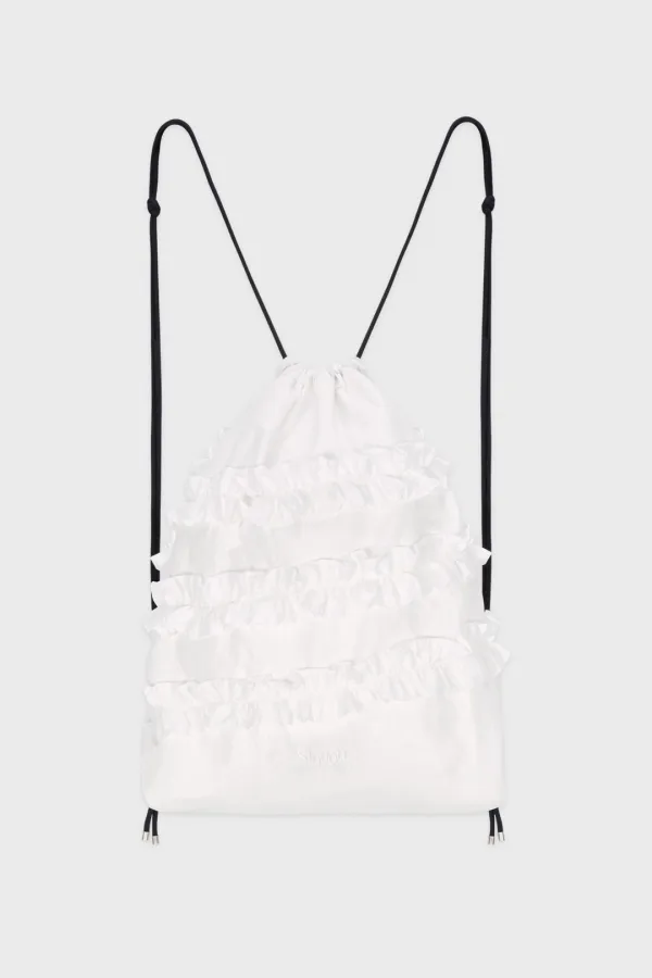 Ruffle String Bag (White)