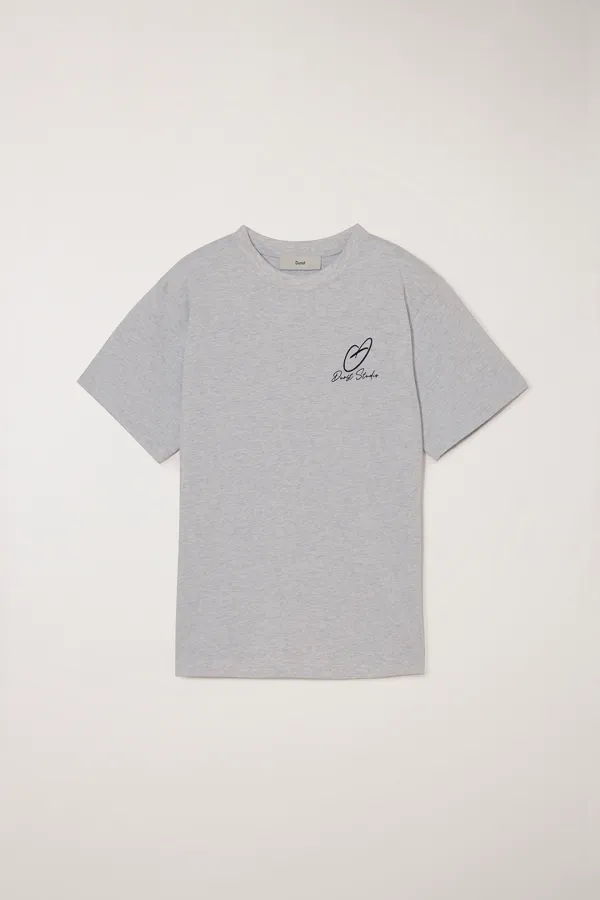 UNISEX HEART D LOGO T-SHIRT LIGHT MELANGE GREY