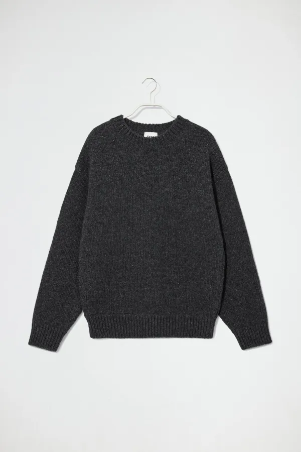 NEP YARN CREW NECK PULLOVER - DARK GREY
