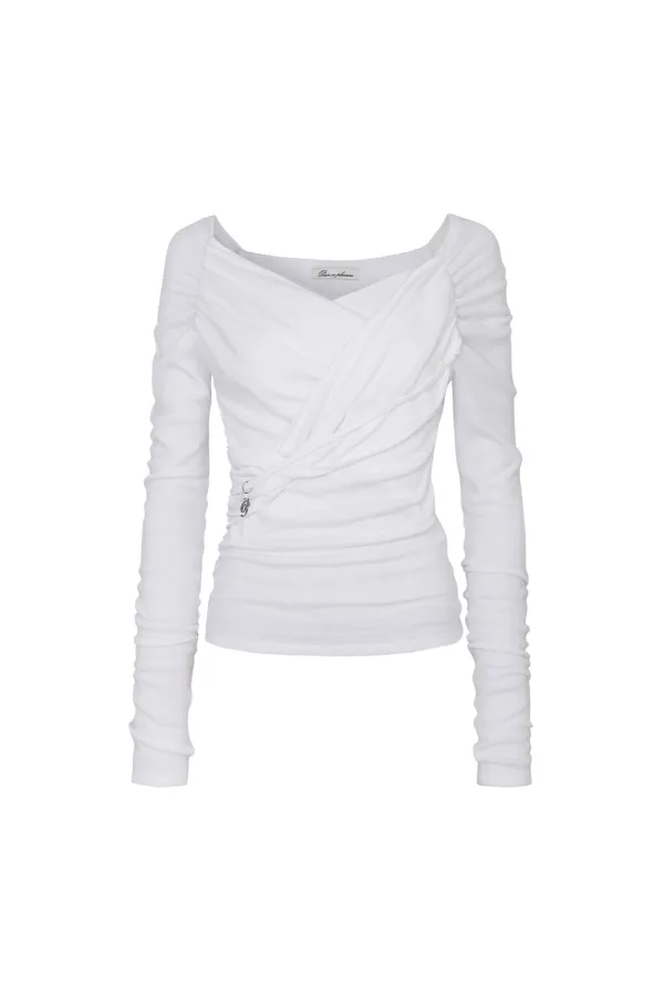 SOFT DRAPED OFF SHOULDER TOP white
