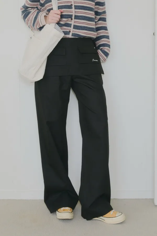 [2nd] Apron Cotton Pants - Black