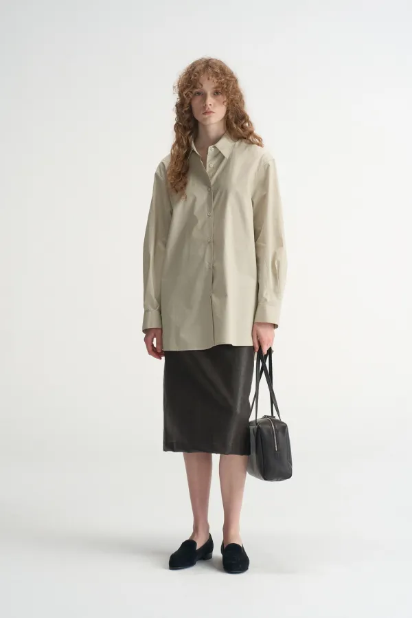 Lambskin Square Bowling Bag Large_Brown