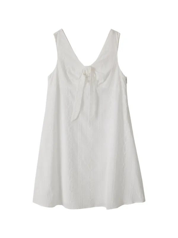 Hampton Ribbon Mini Dress_ White