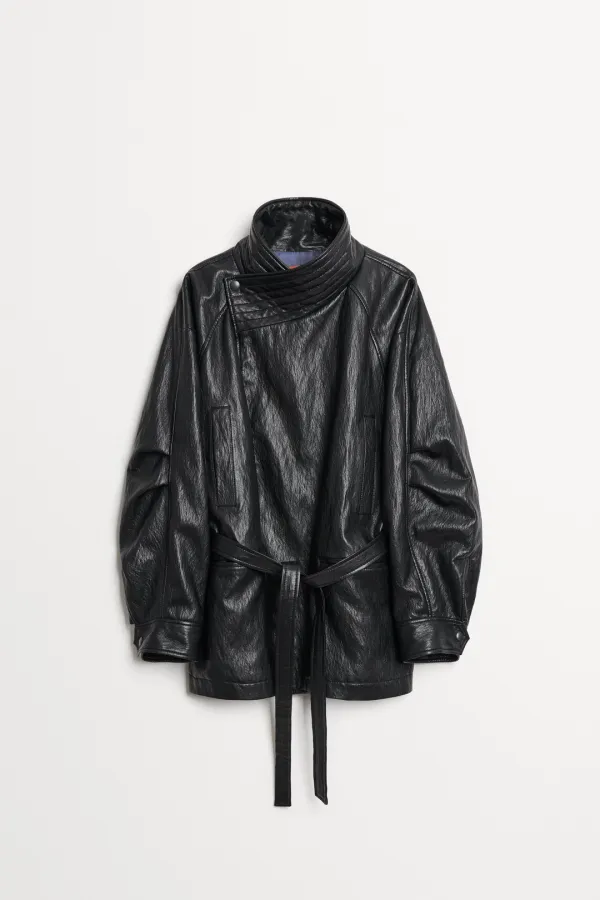Pluto PU Leather Half Coat