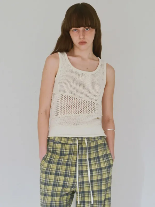 Mixed Knit Sleeveless [Ivory]
