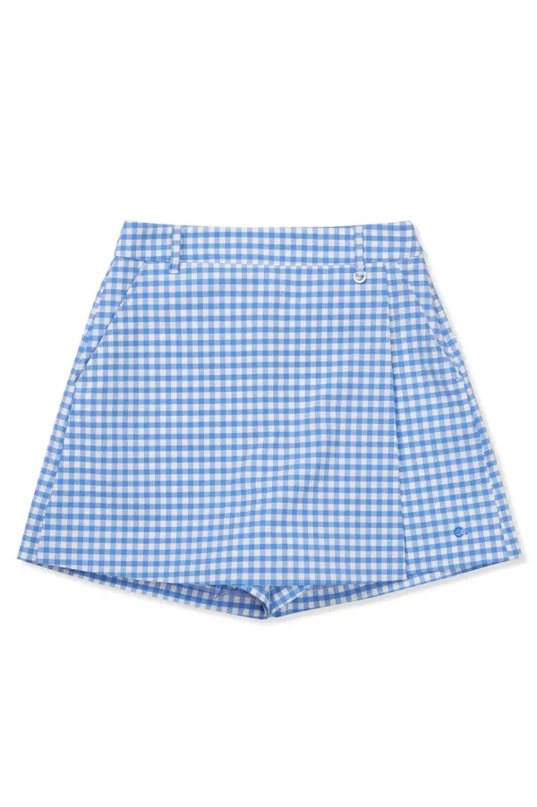 [24SS clove] Gingham Wrap Shorts (Sky Blue)