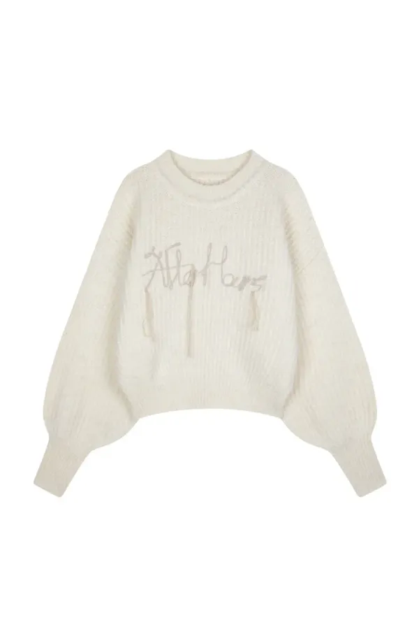 PUFF SLEEVE ALPACA KNIT TOP (IVORY)