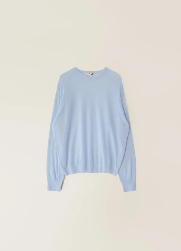 Kid-Mohair Relaxed Round Knit - Soft Blue
