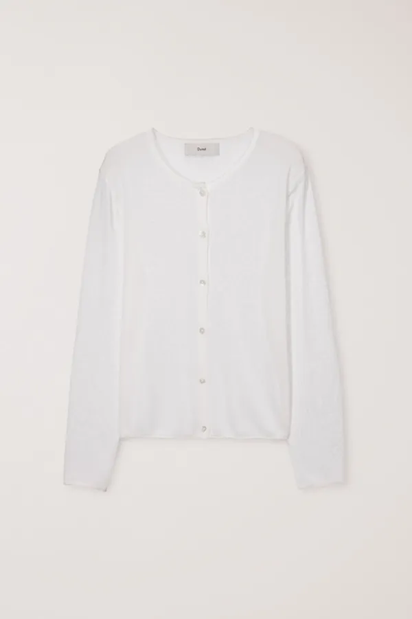 SUMMER ESSENTIAL CREWNECK CARDIGAN WHITE_UDSW6B222WT