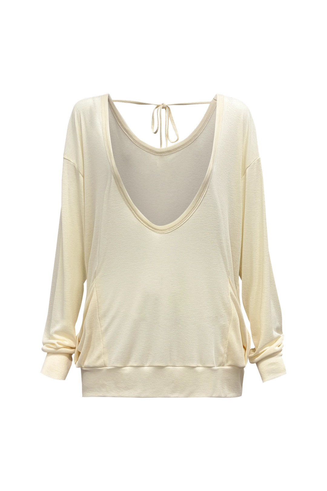 체메씨 LOOSE DEEP-NECK LONG SLEEVE (CREAM) 상품 이미지 1