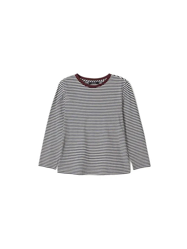 Stripe Mid Sleeve Tee Navy