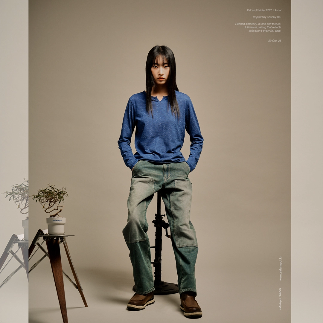 사파리스팟 1/2 Country Dots V-Neck  L/S (Indigo) 상품 이미지 2