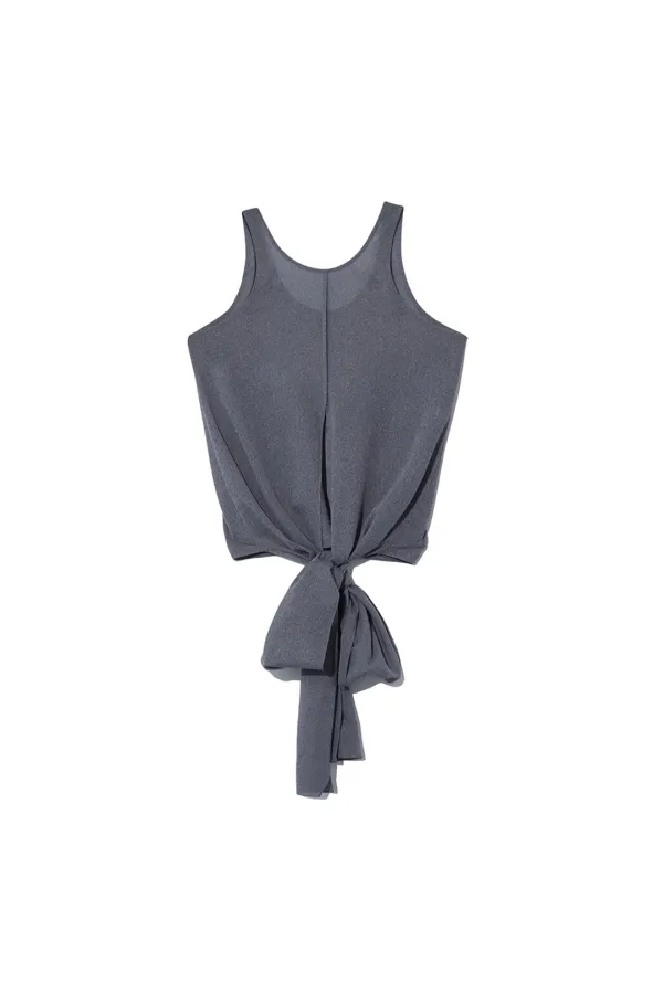 SELF-TIE SLEEVELESS BLOUSE [GREY]