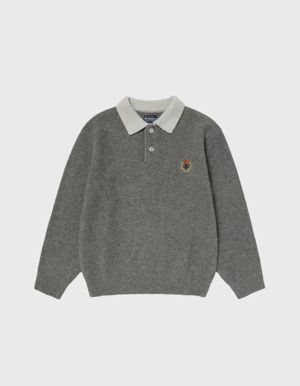 CHILDREN TASMANIA WOOL POLO SHIRT / M.Grey