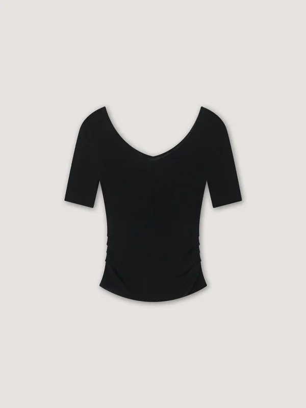 More Shirring Half Knit - Black