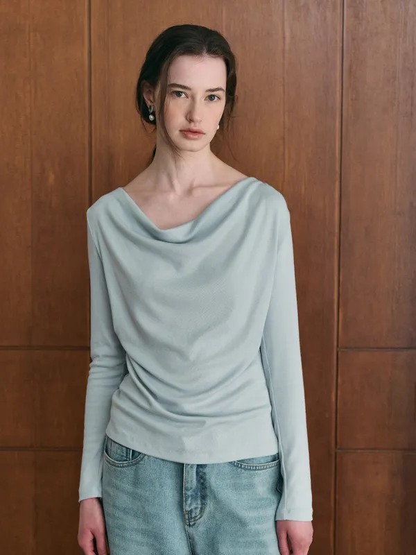 GRACE draped t-shirt_sky blue