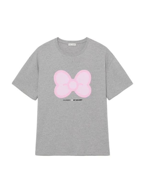 GLOWNY X MY MELODY BIG BOW BOXY TEE (MELANGE GRAY)