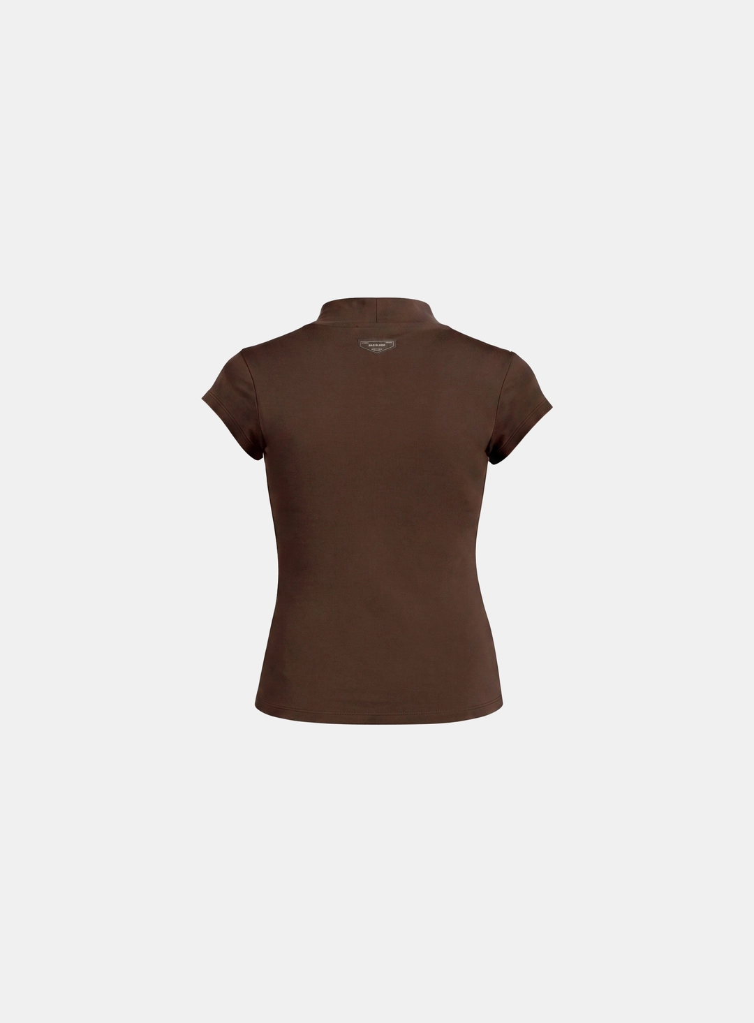 배드블러드 [w-tee26-112] Everyday Mock-Neck Short Sleeve T-Shirt - Brown 상품 이미지 2