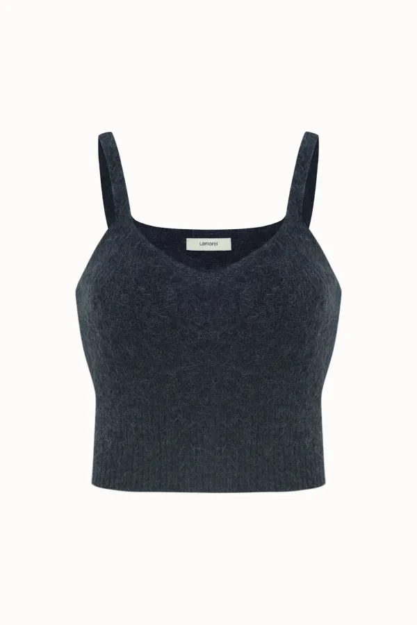 Alpaca Knit Bustier[LMBEAUKN287]-Charcoal