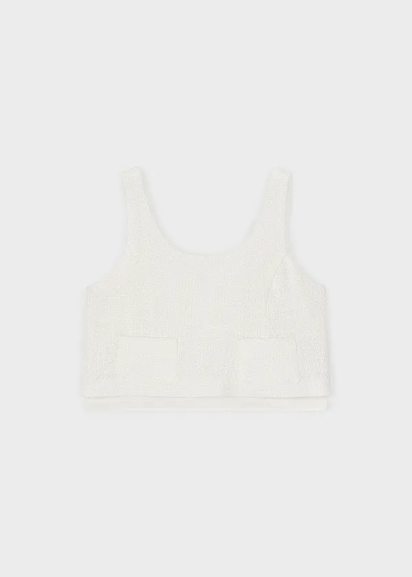 Summer Tweed Layered Tank Shell White