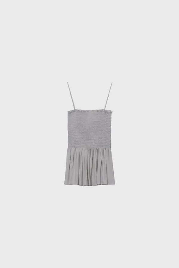 Draped Shirred Sleeveless (Light Gray / Brown)