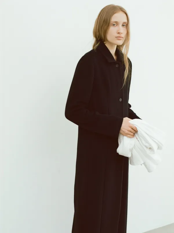 SINGLE-BREASTED WOOL COAT [BLACK]