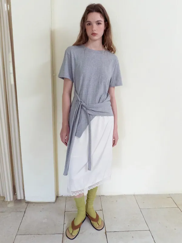 [5/27 예약배송] Tie Loose T-Shirt, Melange Grey
