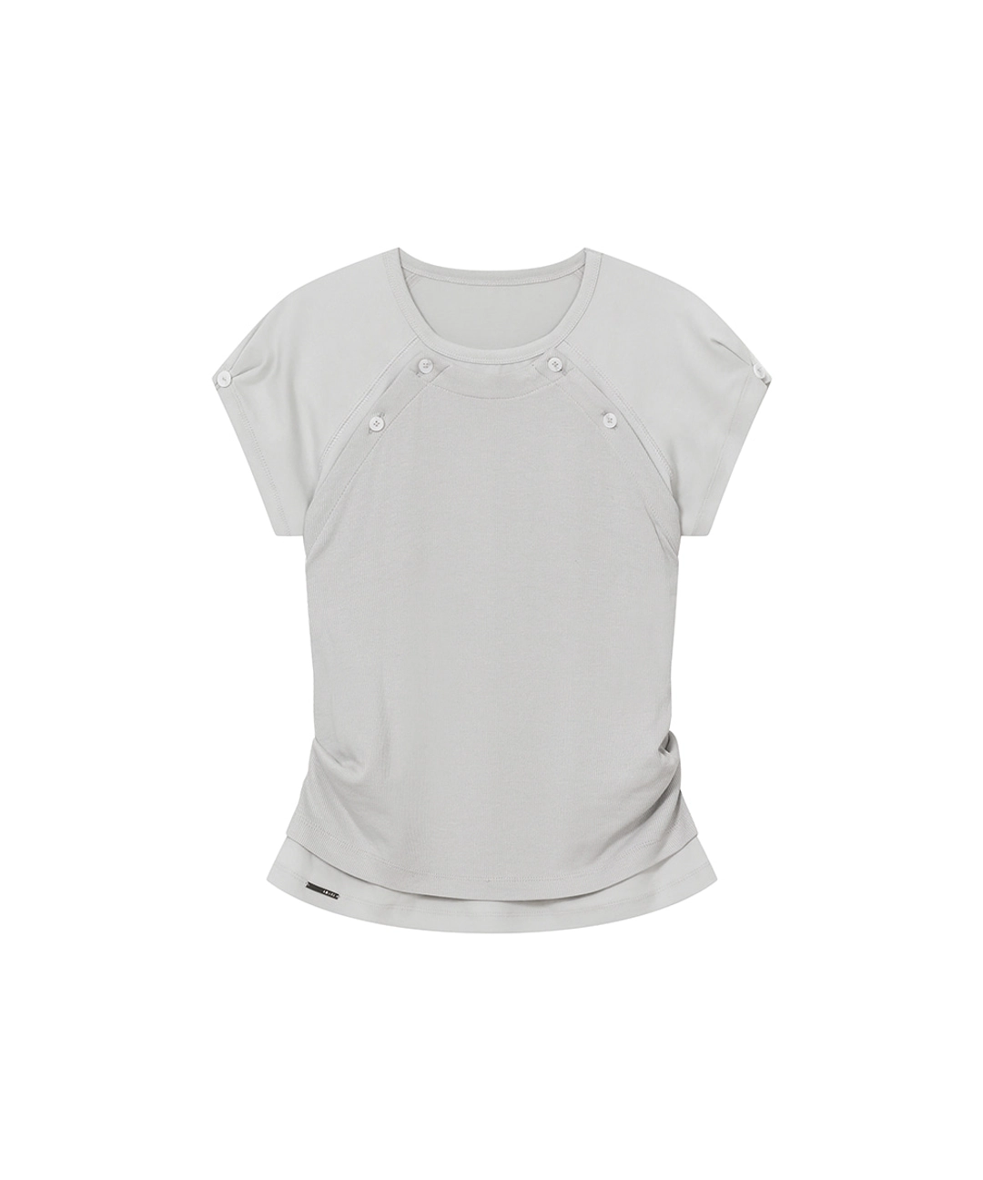 미세키서울 [Hannah X Misekiseoul] Hannah button layered short sleeve GRAY 상품 이미지 1