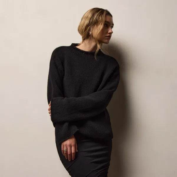 Heavy Spun Cashmere Sweater - Black