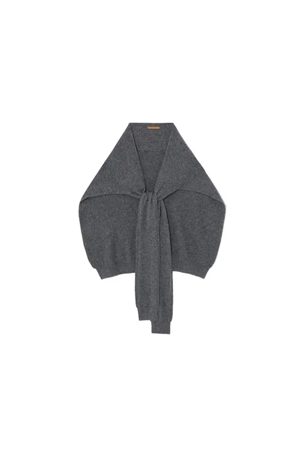 PURE CASHMERE KNIT MUFFLER [DARK GREY]