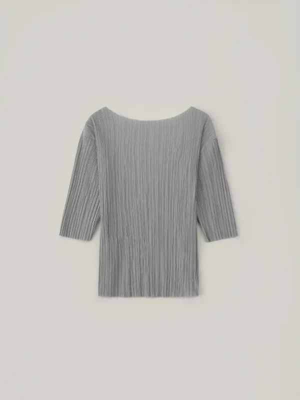 Pleats Half Top - Light Gray