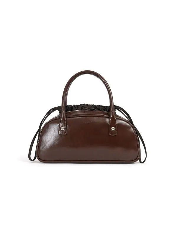 RIBBON DRAWSTRING TOTE BAG (BROWN)