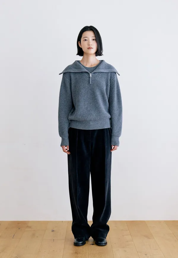 VELVET CORDUROY PANTS - BLACK