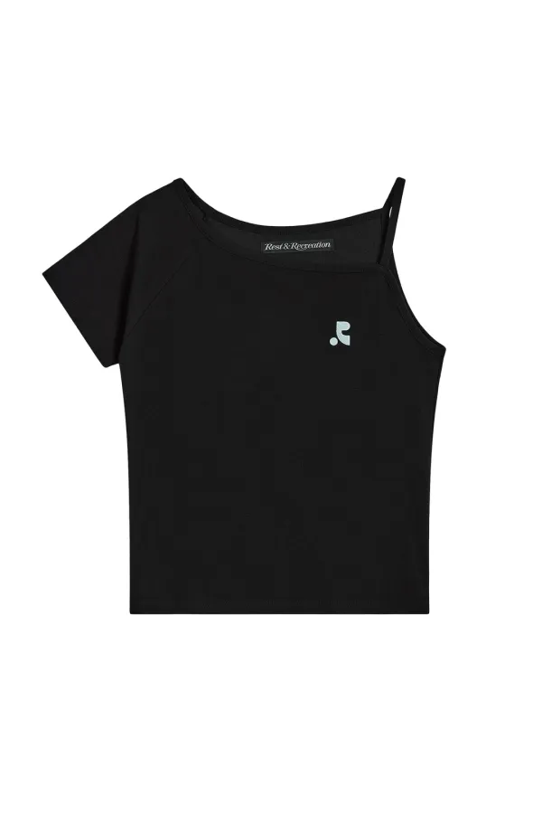 UNBALANCED KNIT TOP - BLACK