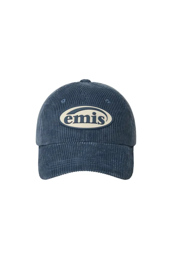 RUBBER PATCH CORDUROY BALL CAP-ASH BLUE