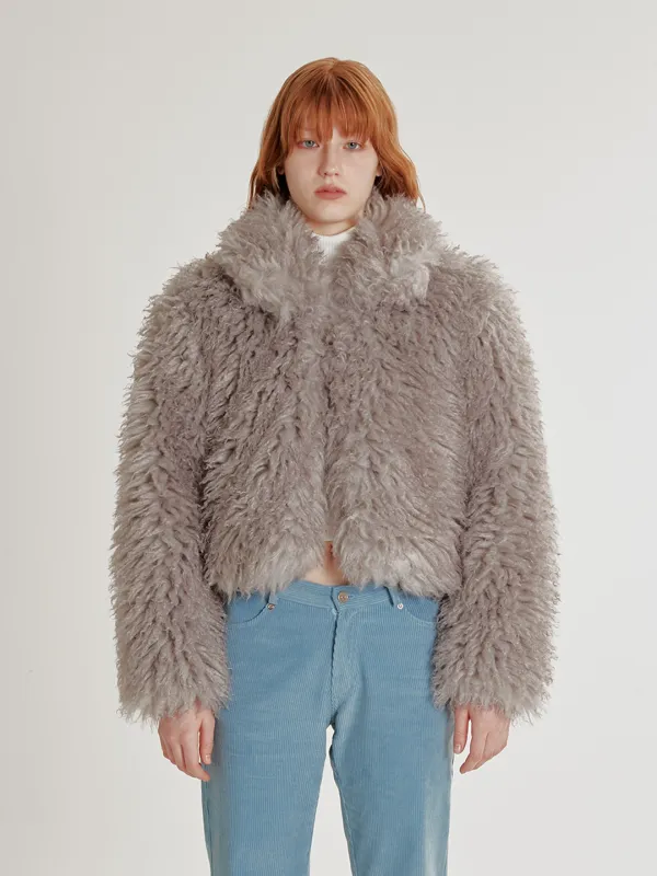 [Last one] TWO-TONE HEAVY FUR JACKET_GREY