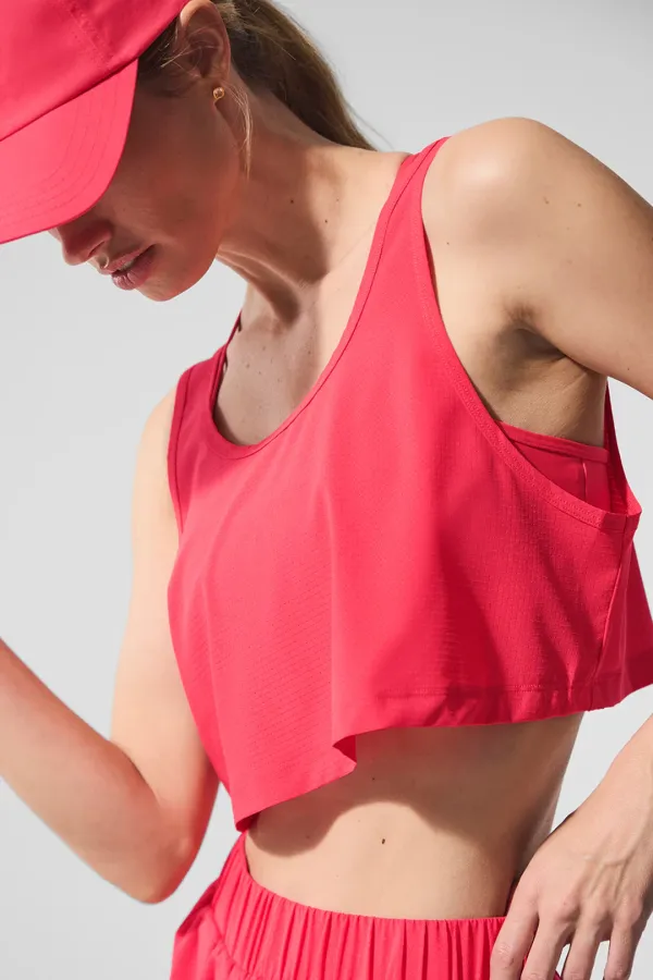 Cropped Sport Star Tank - Candy Red