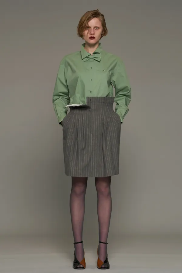 FW26 GREEN BOW TIE SHIRT