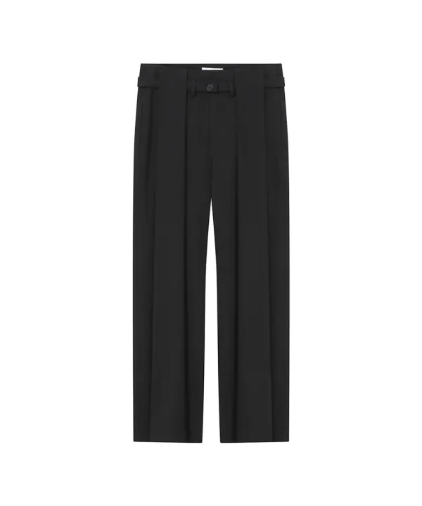 Big pleats belted pants BLACK