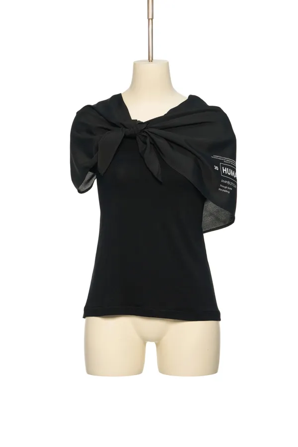 PS26 BLACK SCARF DETAIL JERSEY TOP