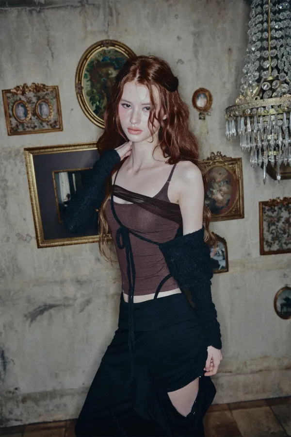 ABBY STRAP TOP brown