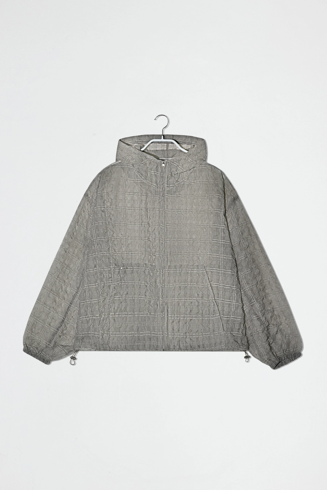 엔오르 SHEER CHECK HOODED WINDBREAKER - GREY 상품 이미지 1