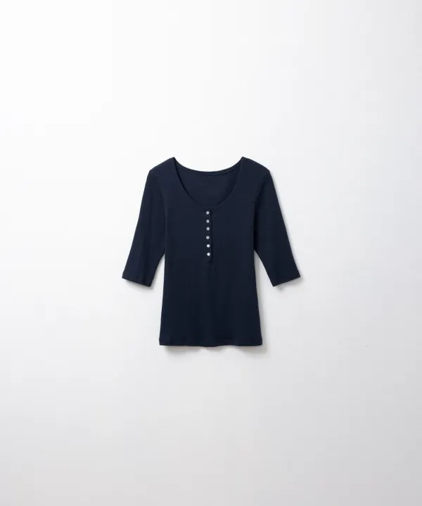 린 버튼 티셔츠 (navy)